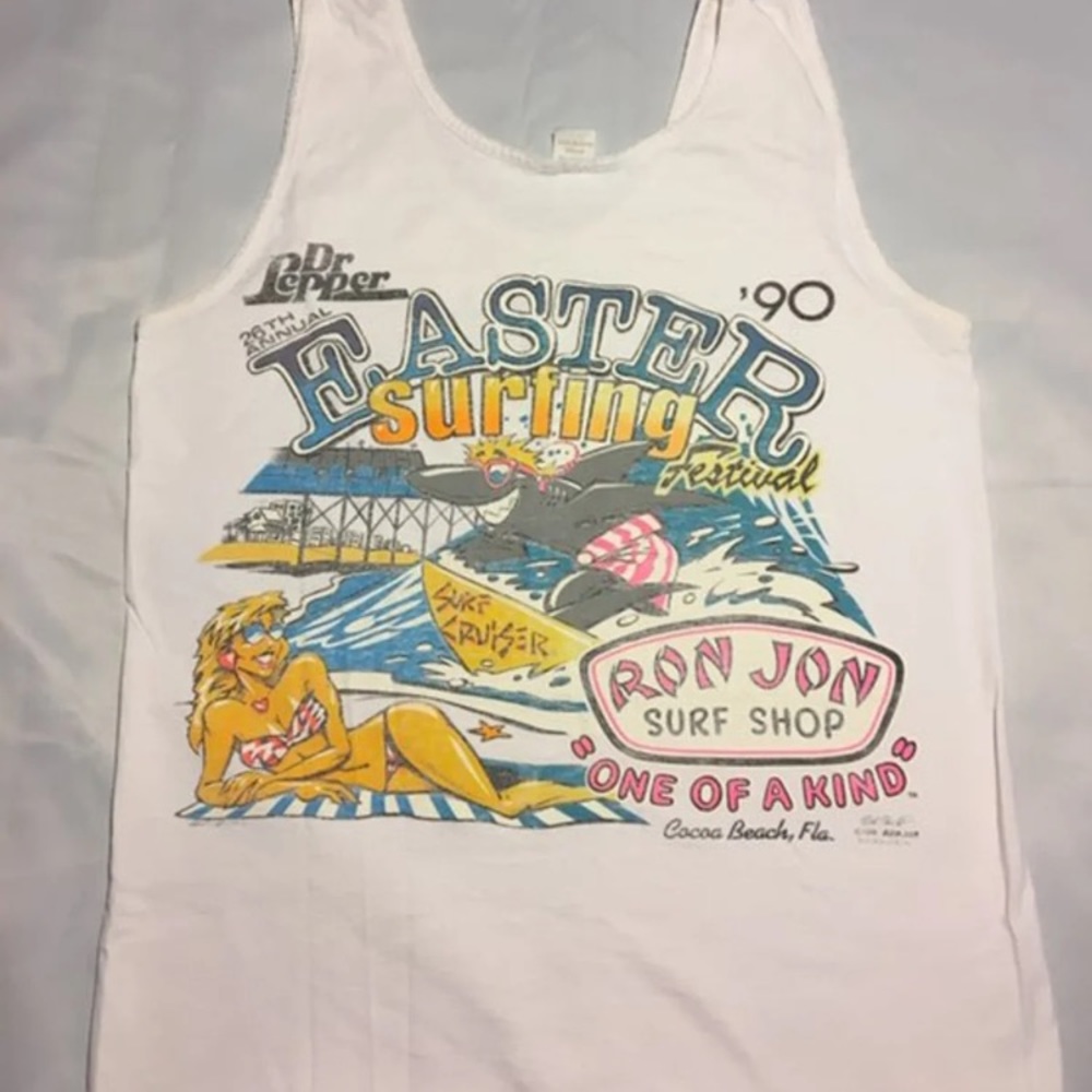 Vtg Ron Jon Surf Tank 90s Easter Sz Medium